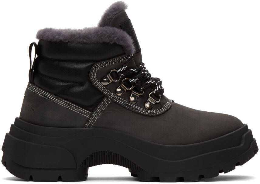 Maison Margiela Black Shearling Lace-Up Boots - Picture 5