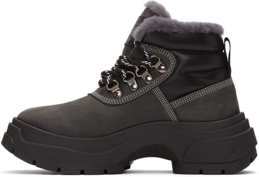 Maison Margiela Black Shearling Lace-Up Boots - Picture 4
