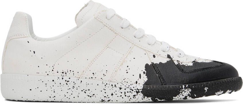 Maison Margiela White  Black Paint Replica Sneakers
