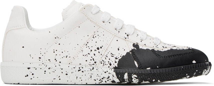 Maison Margiela White  Black Paint Replica Sneakers