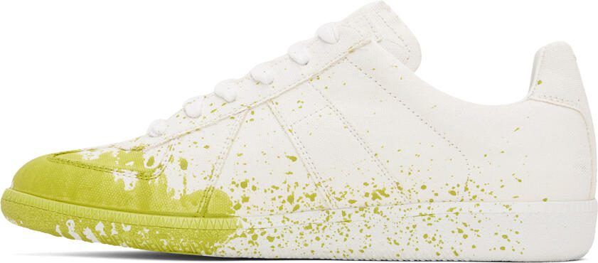 Maison Margiela White  Yellow Paint Replica Sneakers - Picture 3
