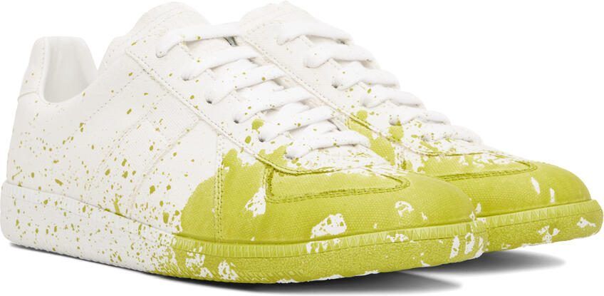 Maison Margiela White  Yellow Paint Replica Sneakers - Picture 2