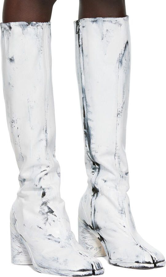 Maison Margiela Black  White Tabi Bianchetto Boots - Picture 5