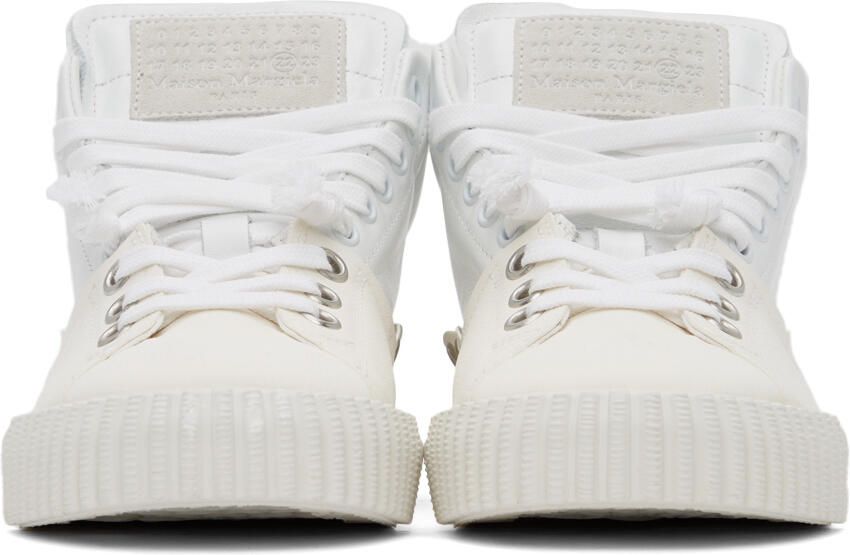 Maison Margiela White Leather Mid-Top Sneakers - Picture 3