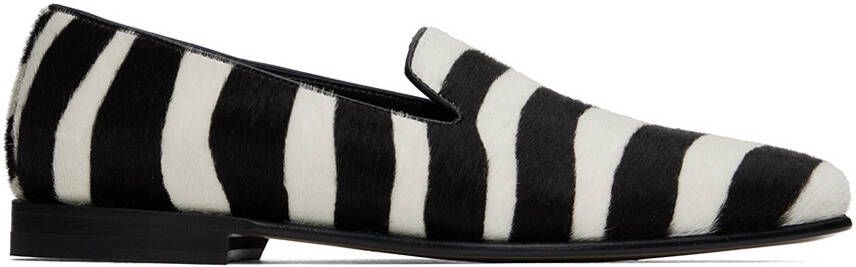 Manolo Blahnik Black  White Mario Loafers