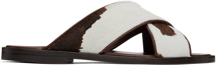 Manolo Blahnik Brown  White Otawi Sandals