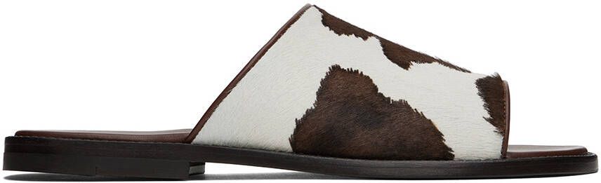 Manolo Blahnik Brown  White Vespasio Slippers - Picture 5