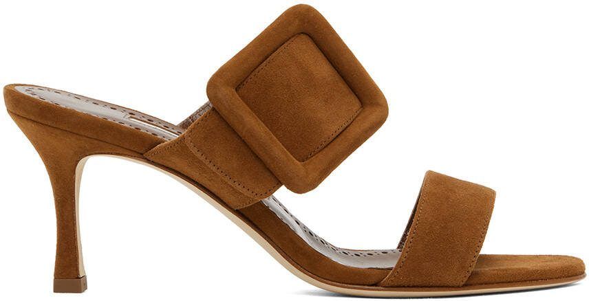 Manolo Blahnik Brown Gable Heeled Sandals - Picture 5
