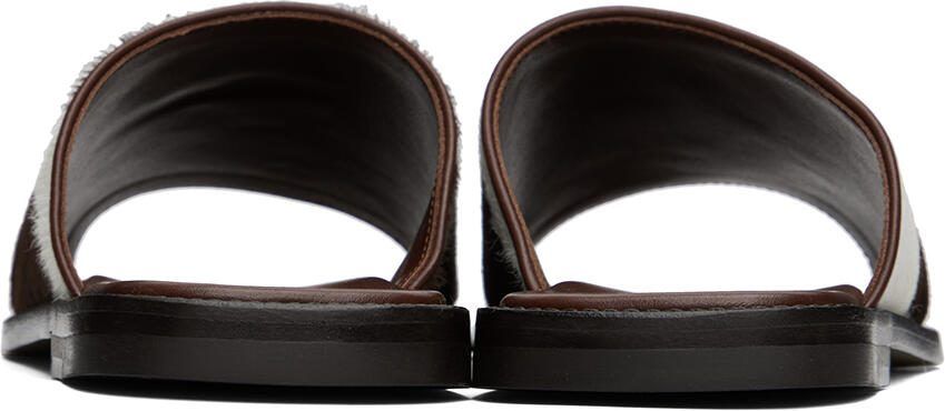 Manolo Blahnik Brown  White Vespasio Slippers
