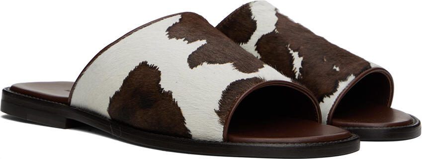 Manolo Blahnik Brown  White Vespasio Slippers - Picture 2