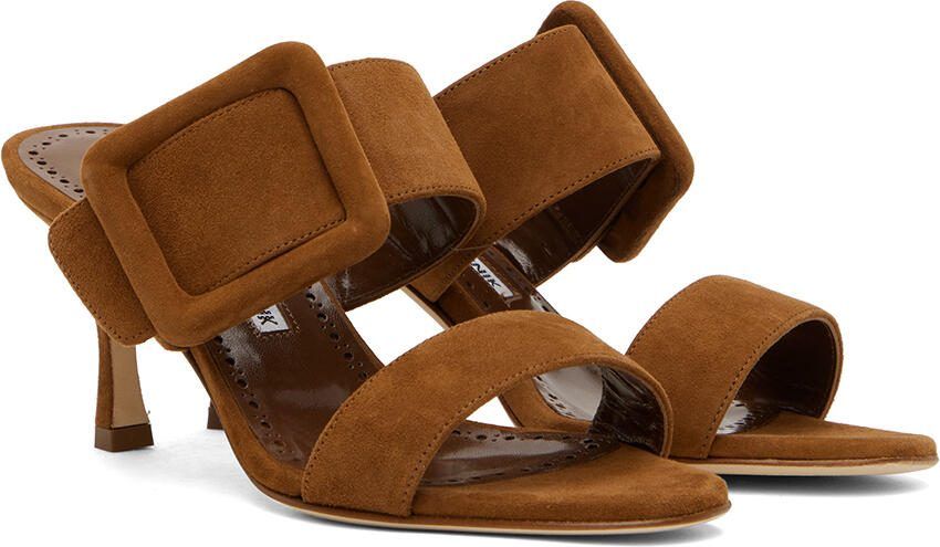 Manolo Blahnik Brown Gable Heeled Sandals - Picture 2