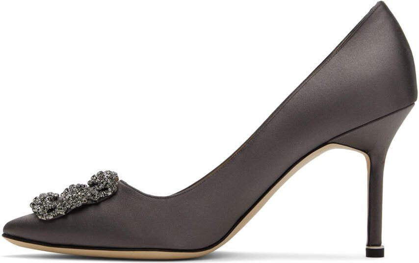 Manolo Blahnik Grey Satin Hangisi Heels - Picture 3