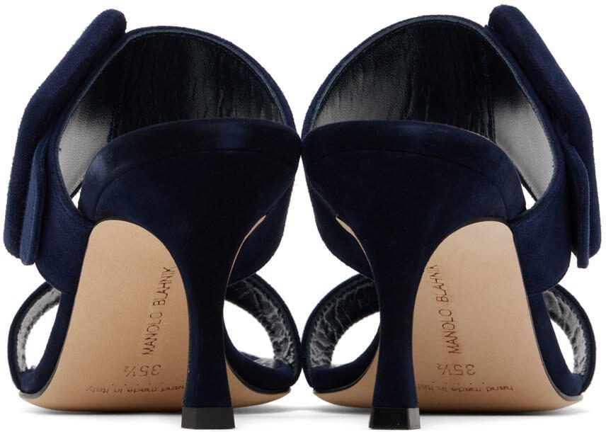 Manolo Blahnik Navy Gable Mules