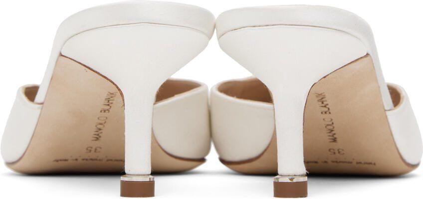Manolo Blahnik White Hangisimu 50 Mules