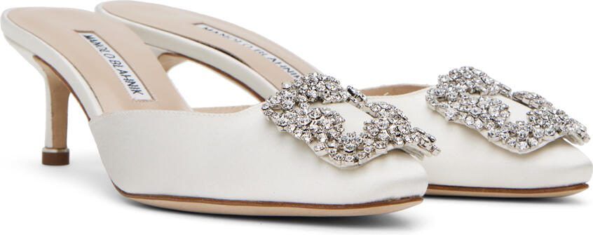 Manolo Blahnik White Hangisimu 50 Mules - Picture 2