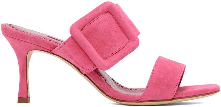Manolo Blahnik Pink Gable Heeled Sandals