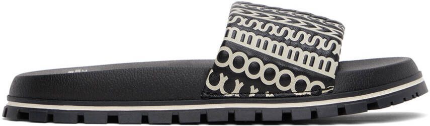 Marc Jacobs Black  White 'The Monogram Slide' Sandals - Picture 8