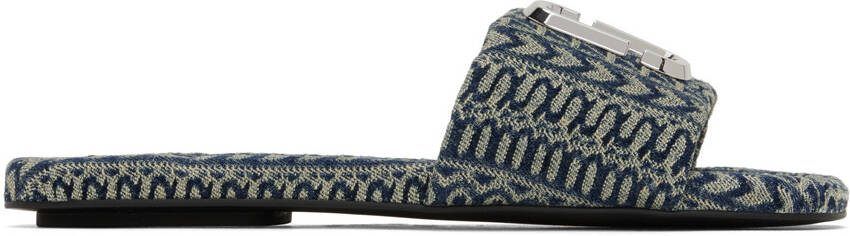 Marc Jacobs Blue 'The J Marc Washed Monogram' Sandals - Picture 5