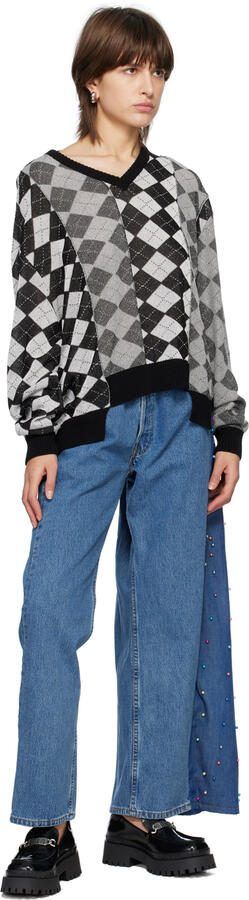 Marc Jacobs Black 'The Leather Barcode Monogram' Loafers - Picture 4
