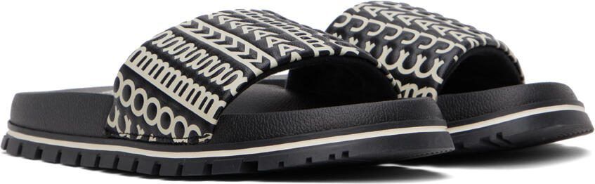 Marc Jacobs Black  White 'The Monogram Slide' Sandals - Picture 5