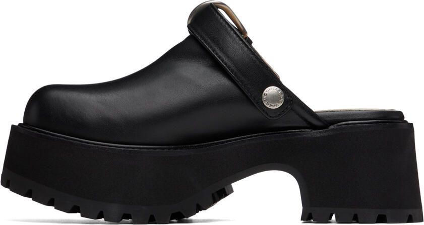 Marge Sherwood Black Leather 70s Clogs - Picture 2