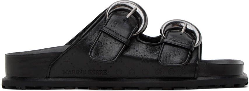 Marine Serre Black Leather Sandals - Picture 5