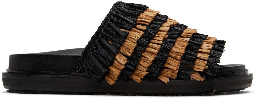 Marni Black  Beige Fringe Sandals - Picture 2