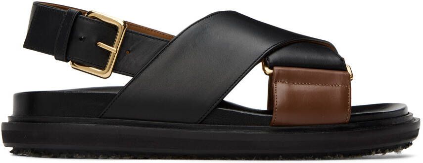 Marni Black  Brown Fussbett Sandals