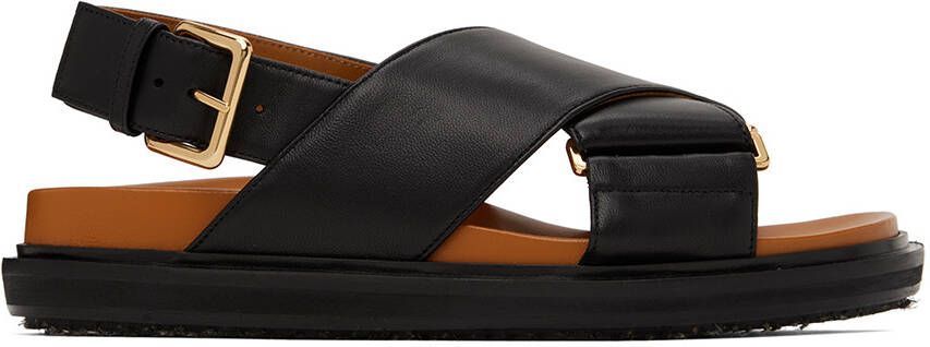 Marni Black  Brown Fussbett Sandals - Picture 9