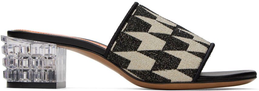 Marni Black  Off-White Jacquard Heeled Sandals