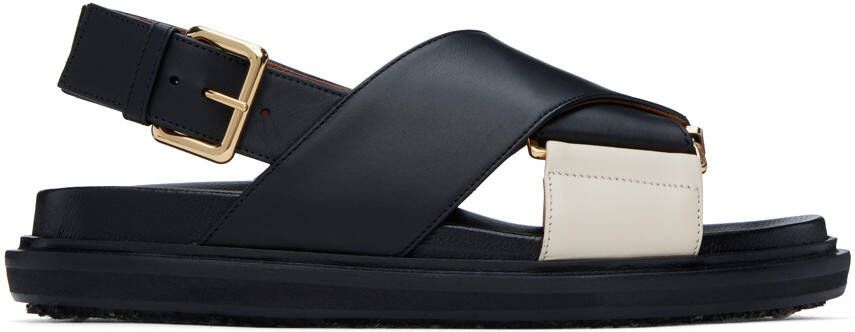 Marni Black  Off-White Fussbett Sandals - Picture 5