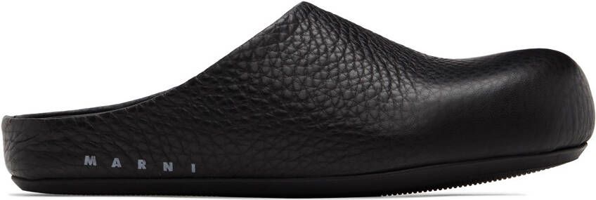 Marni Black Leather Sabot Loafers - Picture 5