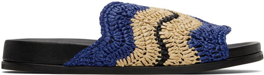 Marni Blue  Beige No Vacancy Inn Edition Fussbett Sandals - Picture 5