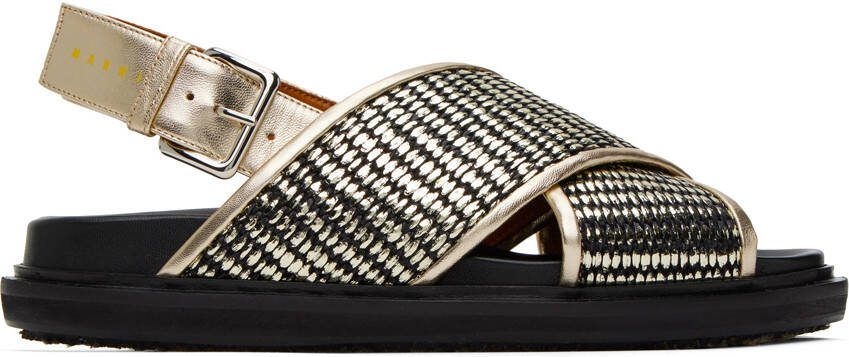 Marni Gold  Black Fussbett Sandals - Picture 4
