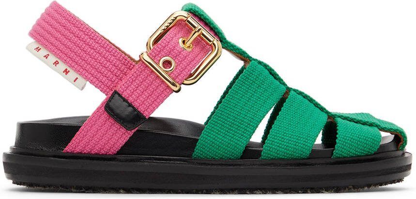 Marni Green  Pink Fishermans Fussbett Sandals - Picture 5