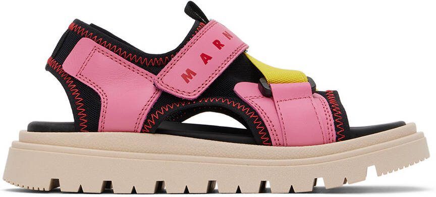Marni Kids Black  Pink Color Block Sandals - Picture 5