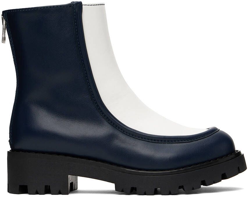 Marni Kids Navy  White Two Tone Boots - Picture 5