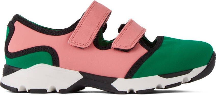 Marni Kids Pink  Green Velcro Scuba Sneakers - Picture 5