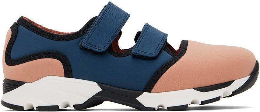 Marni Kids Pink  Navy Velcro Scuba Sneakers - Picture 4
