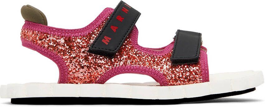 Marni Kids Pink Glitter Trekking Sandals