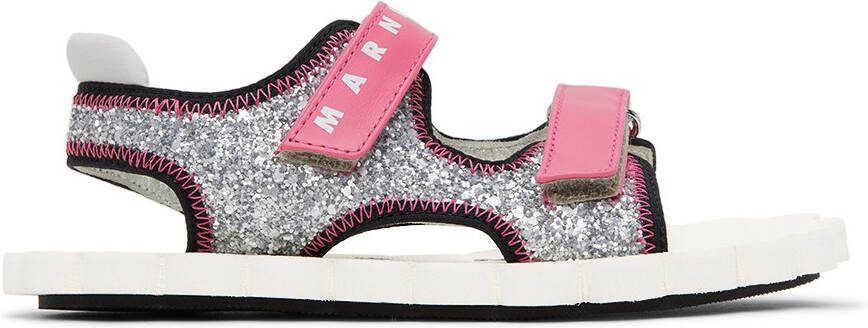 Marni Kids Silver Glitter Trekking Sandals