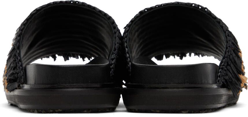 Marni Black  Beige Fringe Sandals - Picture 4