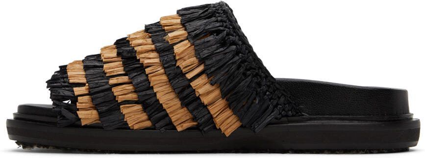 Marni Black  Beige Fringe Sandals - Picture 3