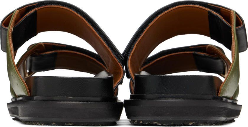 Marni Black  Green Fussbett 2 Strap Sandals