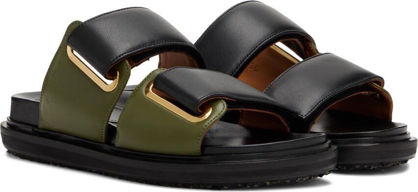 Marni Black  Green Fussbett 2 Strap Sandals - Picture 2