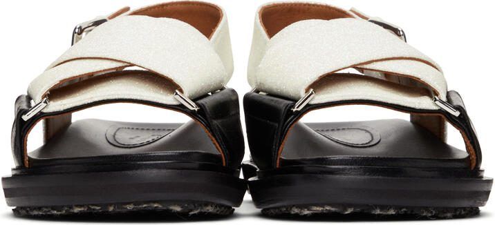 Marni Black  White Sparkly Fussbett Sandals - Picture 3