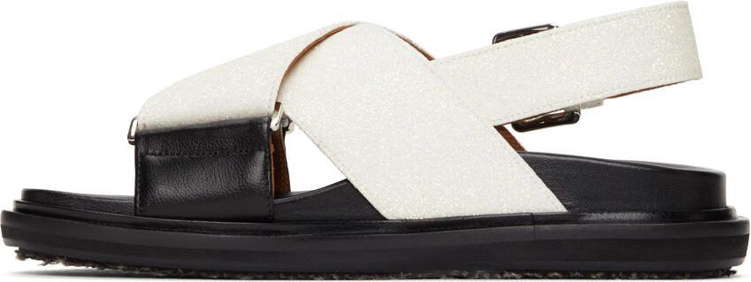 Marni Black  White Sparkly Fussbett Sandals - Picture 2