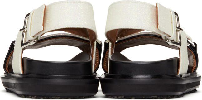 Marni Black  White Sparkly Fussbett Sandals - Picture 4