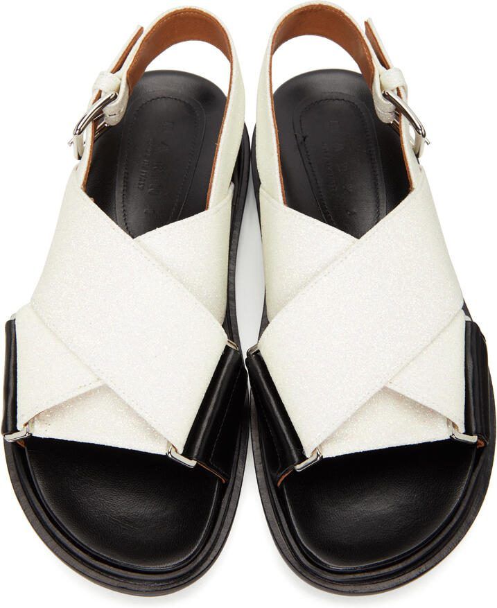 Marni Black  White Sparkly Fussbett Sandals