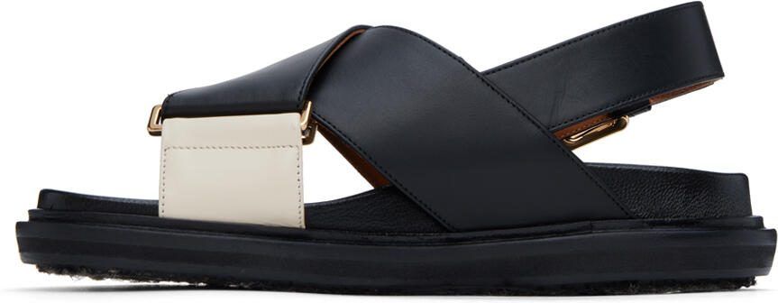 Marni Black  Off-White Fussbett Sandals - Picture 3